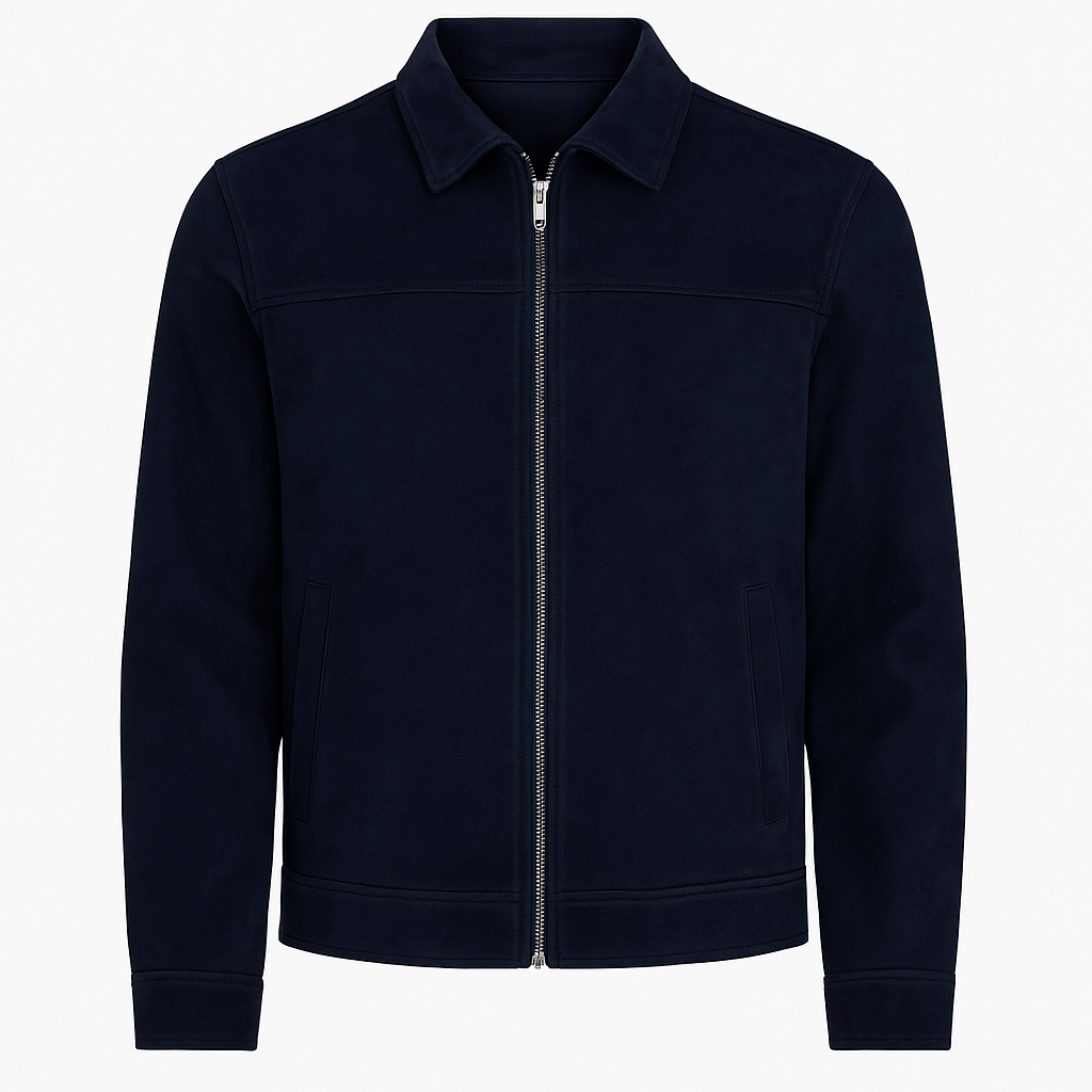 Jaqueta de Couro Camurça Azul Masculina Saint James 