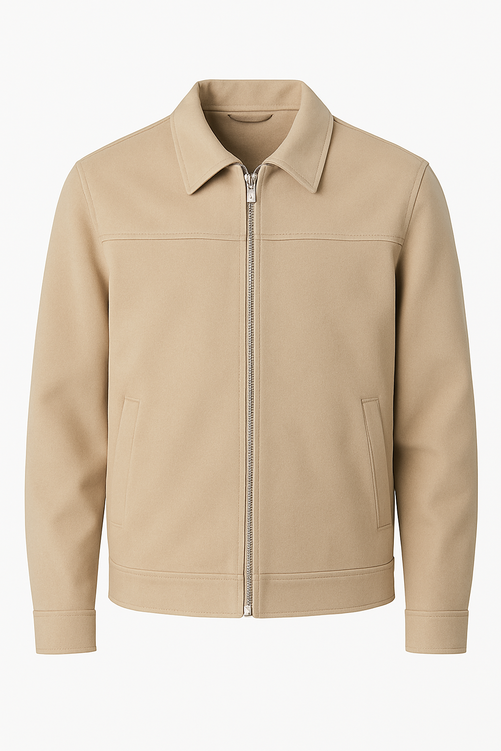Jaqueta de Couro Camurça Bege Masculina Saint James 