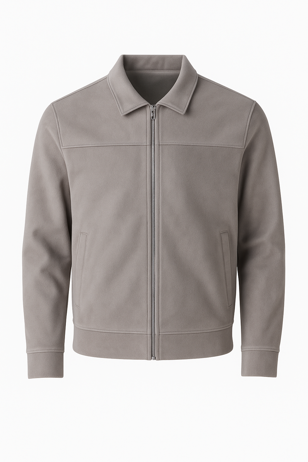 Jaqueta de Couro Camurça Cinza Masculina Saint James 