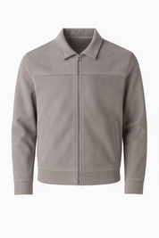 Jaqueta de Couro Camurça Cinza Masculina Saint James 