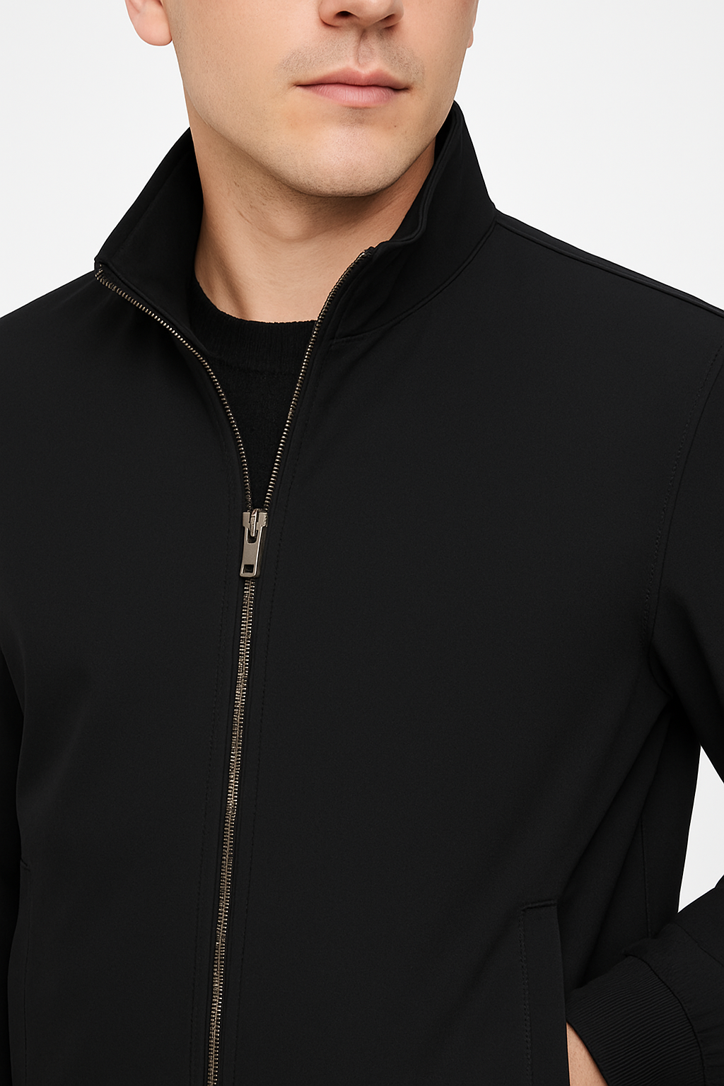 Jaqueta de Inverno Masculina Sem Capuz Térmica Forrada Preta 