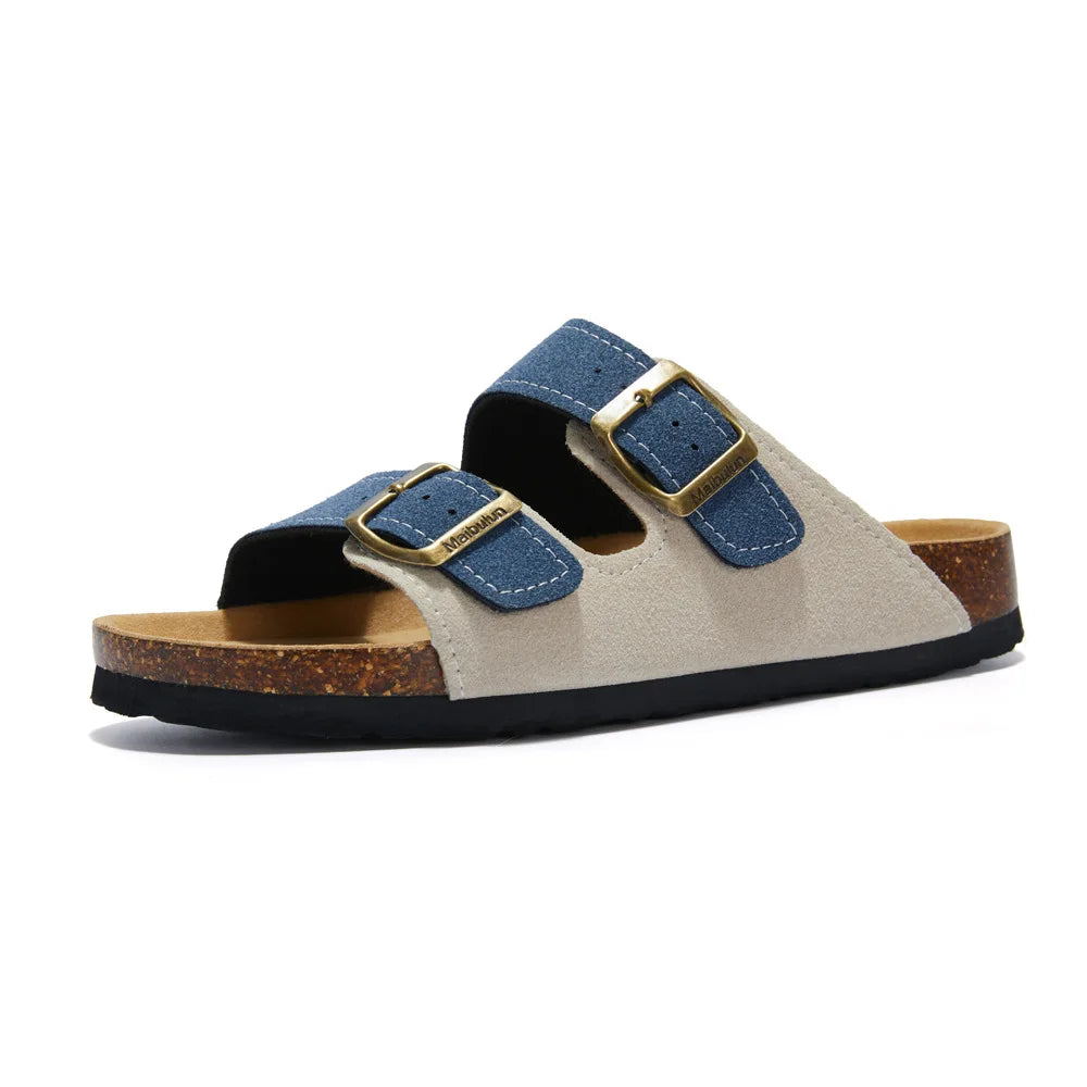 Sandália Masculina Fivela Dupla Azul e Branco Saint James 