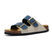 Sandália Masculina Fivela Dupla Azul e Branco Saint James 