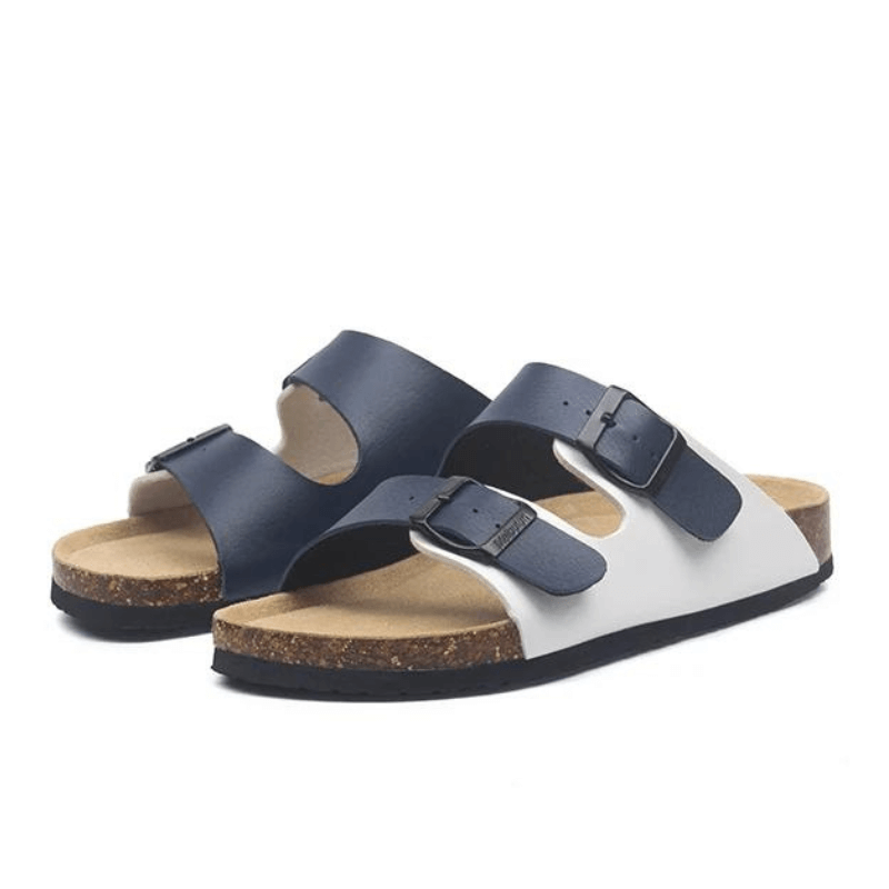 Sandália Masculina Fivela Dupla Azul e Branco Saint James 