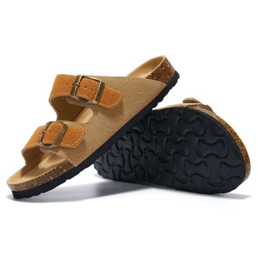 Sandália Masculina Fivela Dupla Caramelo e Marrom Saint James 