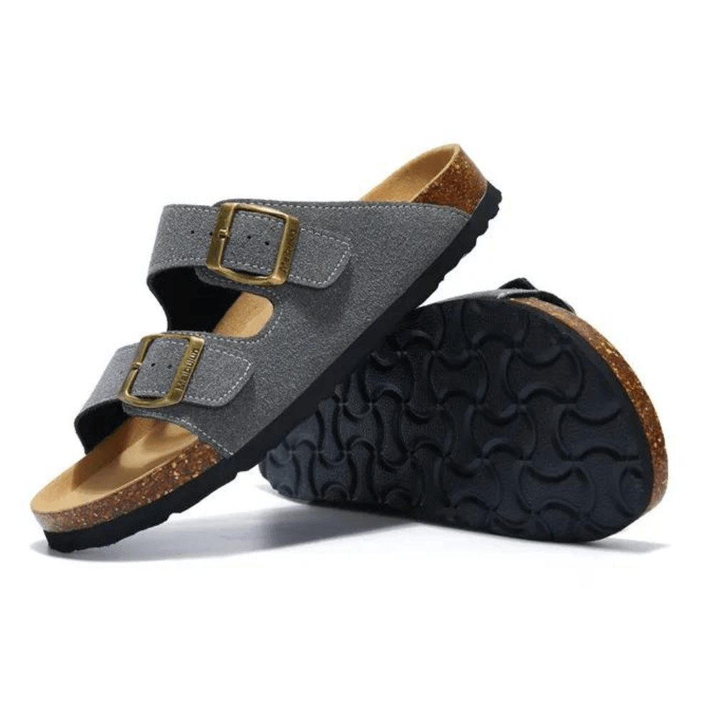 Sandália Masculina Fivela Dupla Cinza Escuro Saint James 