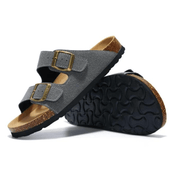 Sandália Masculina Fivela Dupla Cinza Escuro Saint James 