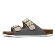 Sandália Masculina Fivela Dupla Cinza e Creme Saint James 