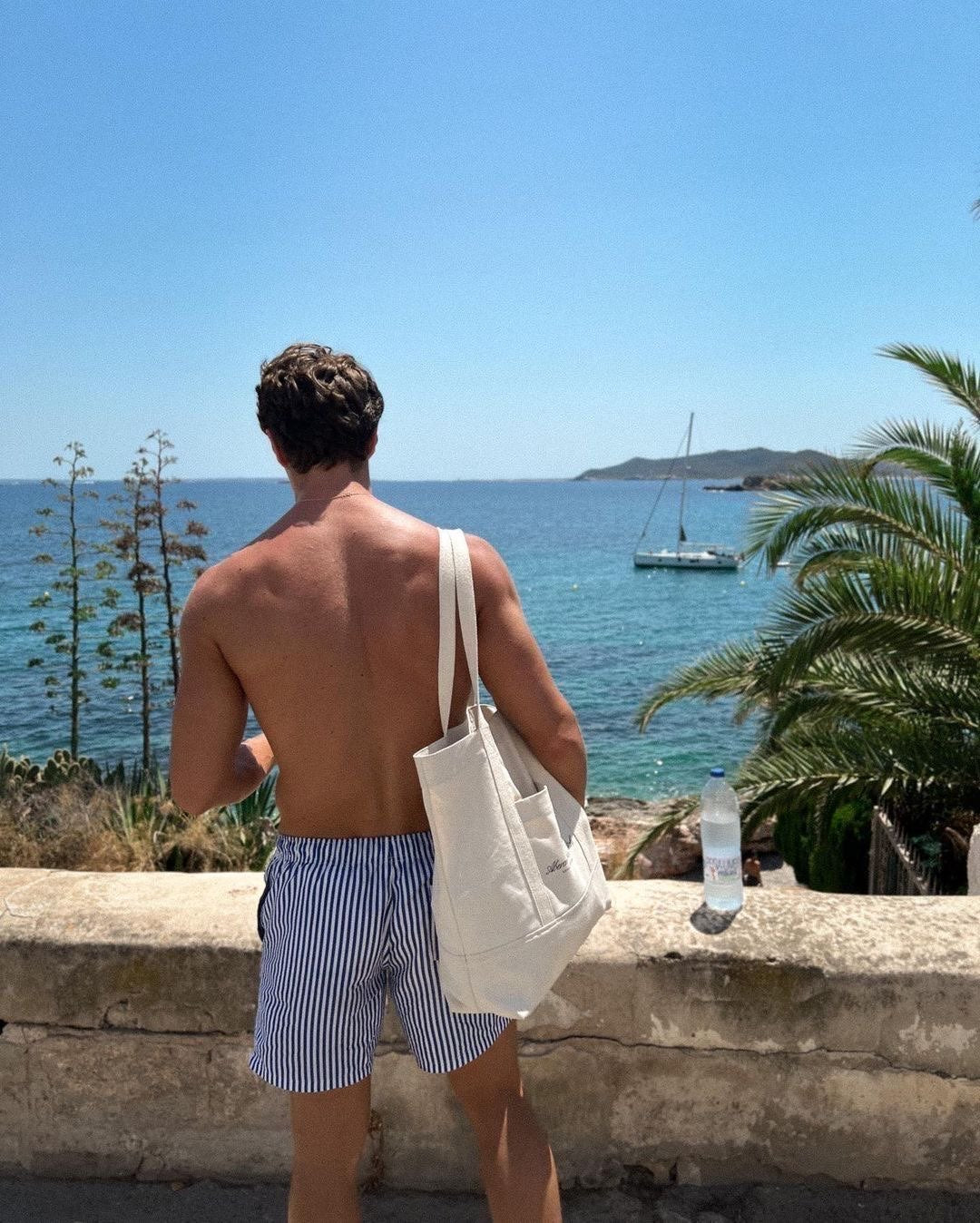 Short de Linho Masculino Praia Azul com Listras Saint James