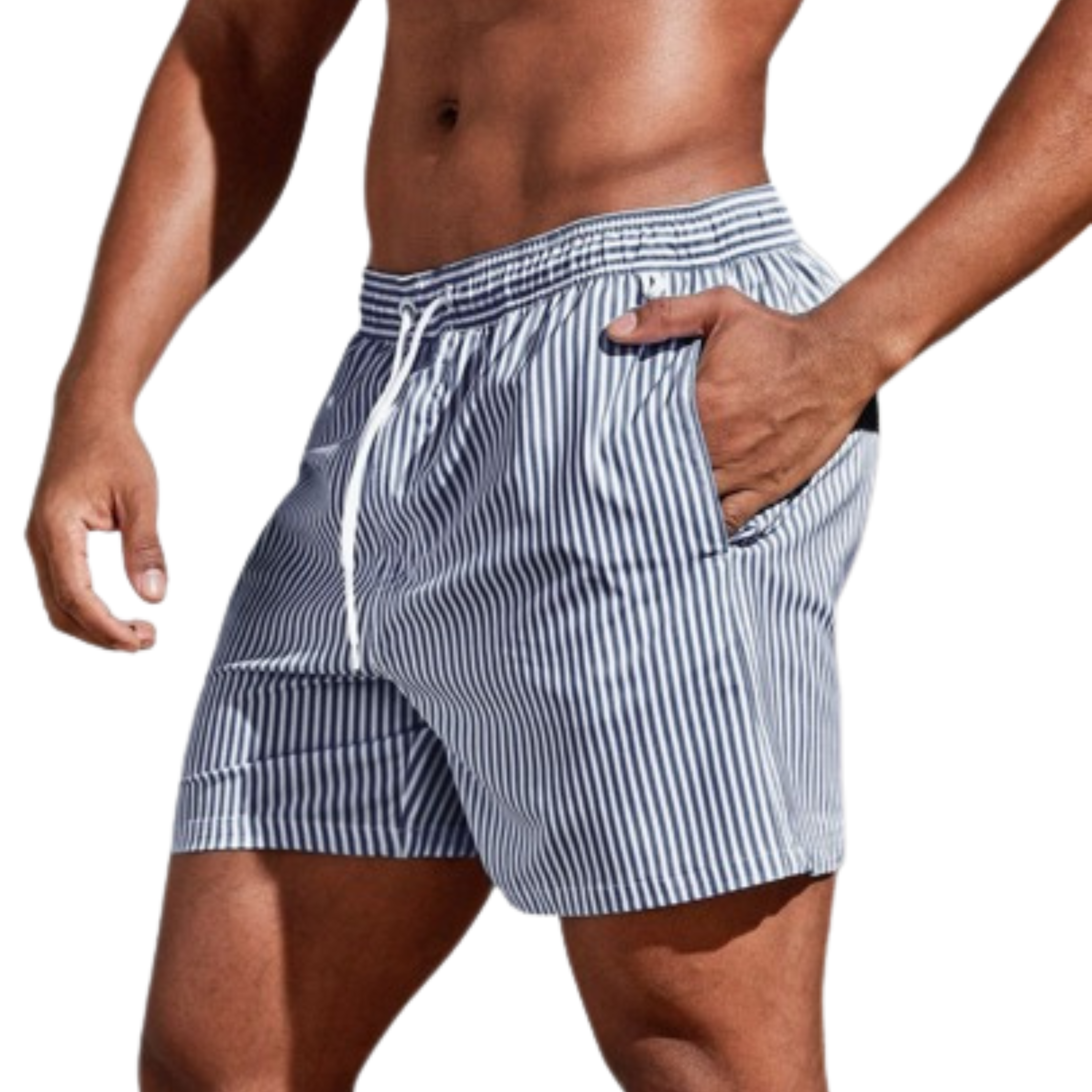 Short de Linho Masculino Praia Azul com Listras Saint James