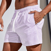 Short de Linho Masculino Praia Lilás com Listras Saint James