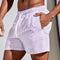 Short de Linho Masculino Praia Lilás com Listras Saint James