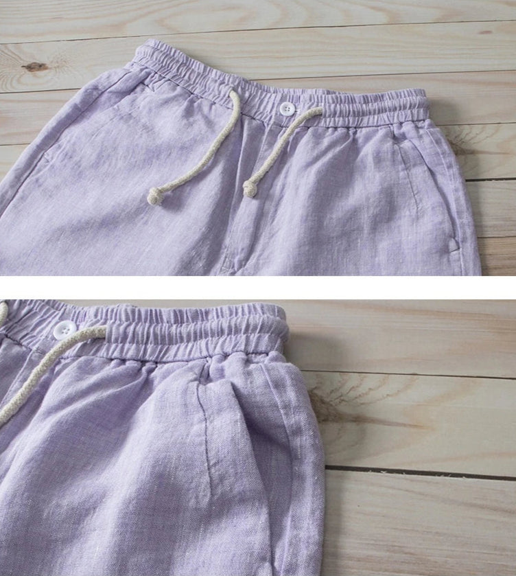 Short de Linho Masculino Praia Lilás Saint James