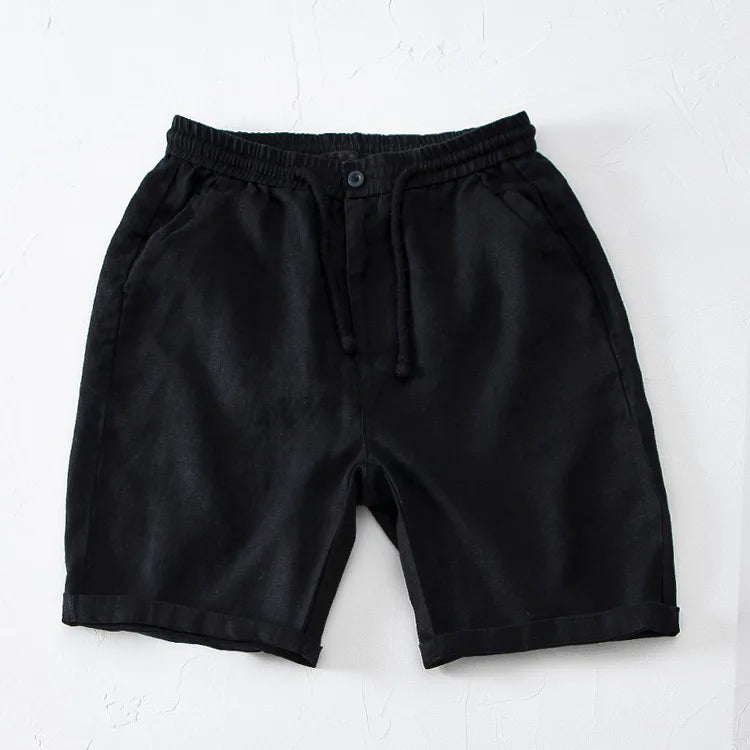 Short de Linho Masculino Praia Preto Saint James