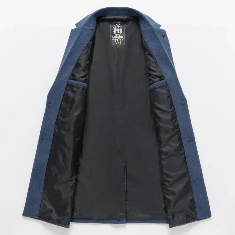 Sobretudo Azul Masculino em Lã Peruana Saint James