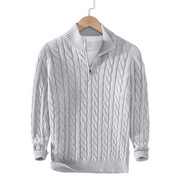Suéter Masculino Gola Alta Estilo Tricô com Zíper